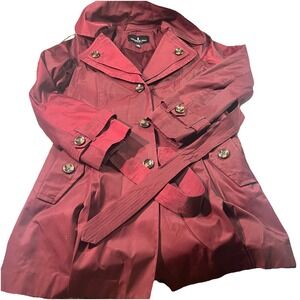 London Fog Women's Rain‎ Trench Coat Wine Color Size M EUC Beautiful